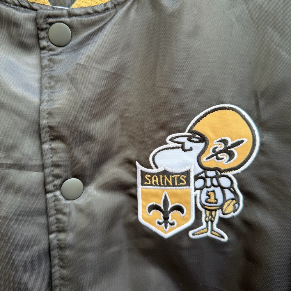 Vintage STARTER New Orleans Saints NFL Black & Gold L Varsity Bomber Jacket T1 - Picture 7 of 8